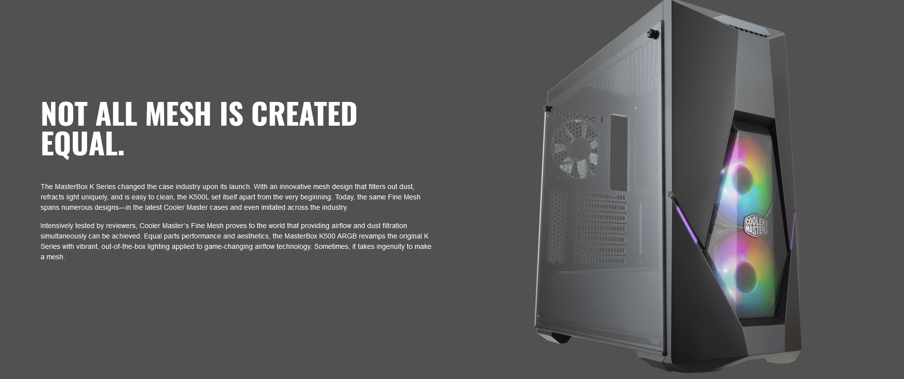 Case Cooler Master MasterBox K500 TG ARGB (Mid Tower/Màu đen/Led ARGB) giới thiệu thiết kế cá tính